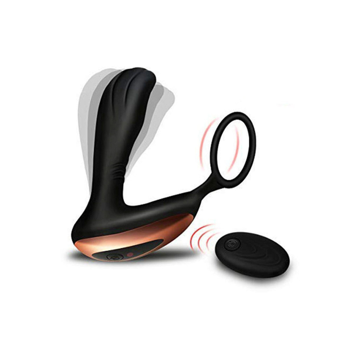 Masažer prostate sa prstenom za penis i daljinskim — silikon, 13,5 cm — 22 00015